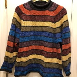 In Knit Striped Hand Knit Turtleneck Sweater